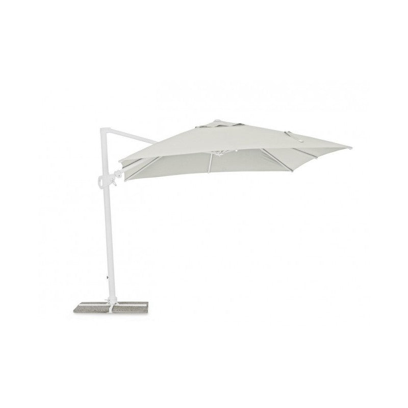 Parasol Eden avec bras blanc/bois naturel 3x3 m