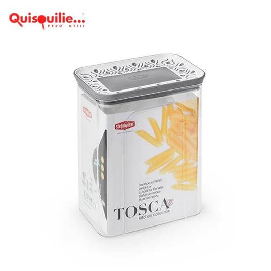 Bocal Tosca 2,2 Lt Gris Rectangulaire Hermétique, Pour Des Aliments De Qualité Extra Fabriqués en Italie