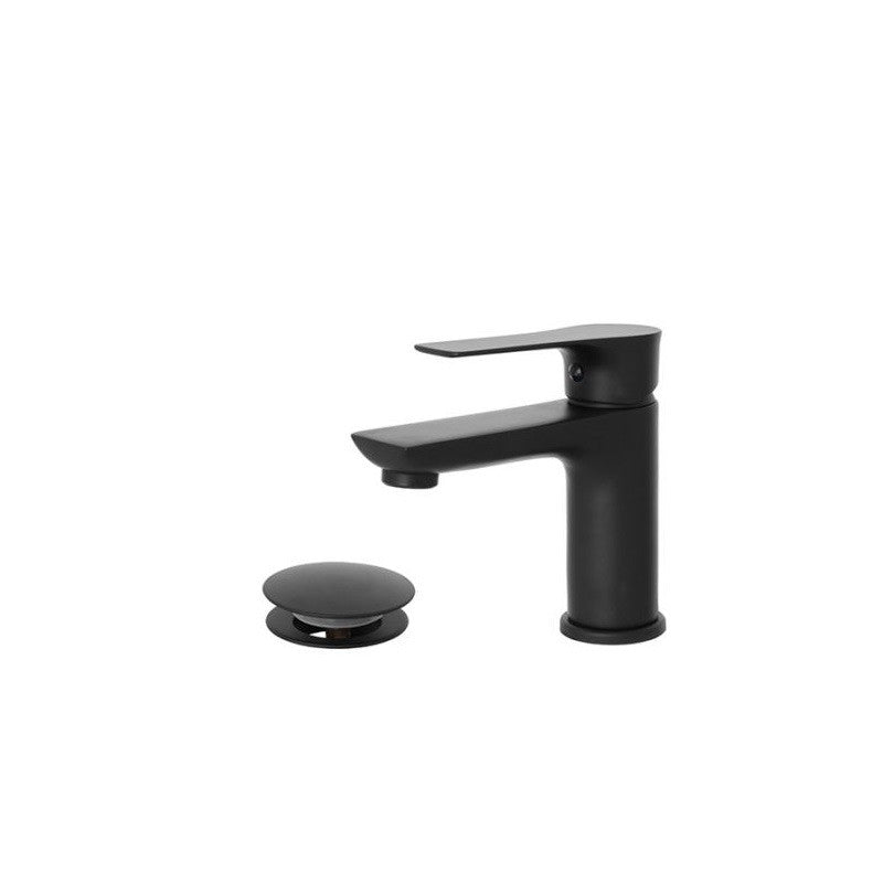 Mélangeur de lavabo en acier noir mat série FLAT