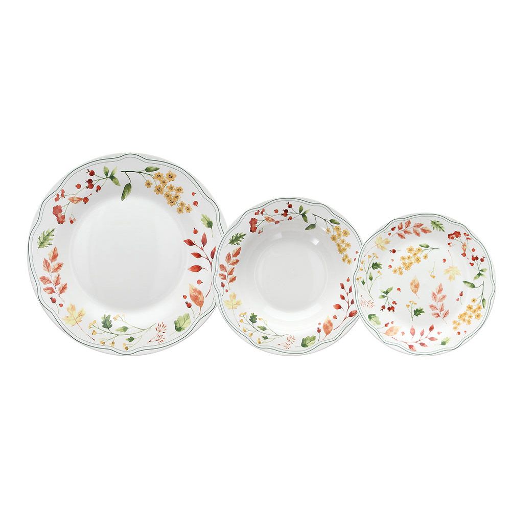 Service de table 18 pièces palette en porcelaine multicolore