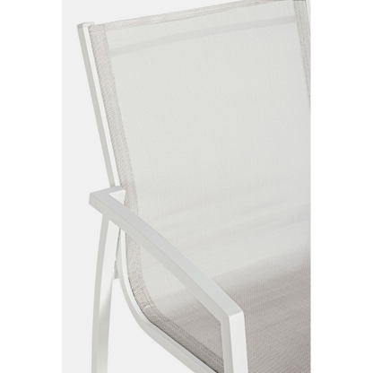 Chaise Hilla White Cloud avec accoudoirs en aluminium