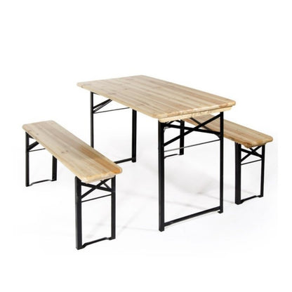 Ensemble de jardin composé d'une table et de deux bancs en bois et acier Verdelook