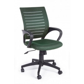 Chaise de bureau verte avec roulettes et accoudoirs