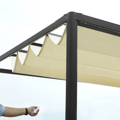 Tonnelle pergola noire 3x4x2,5H m avec couverture électrique coulissante