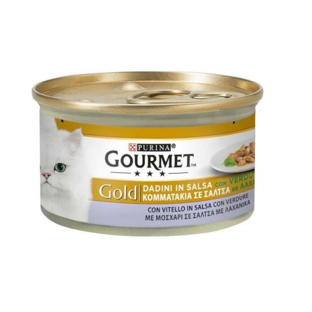 Gourmet Gold Dice au veau et sauce aux légumes Purina 85 grammes