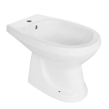 Bidet sur pied en porcelaine blanche motif fougère