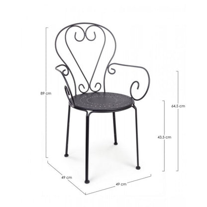 Chaise de jardin avec accoudoirs en acier anthracite Etienne 49X49X H89 Cm