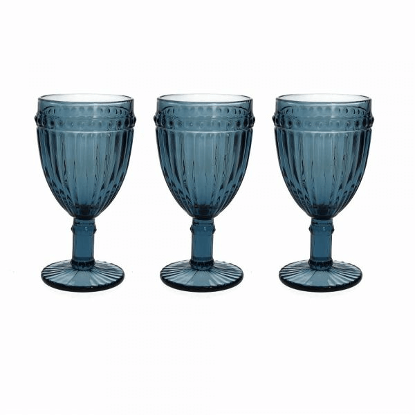 Set de 3 verres bleus 310 cc Dorico en verre bleu