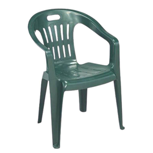 Chaise d'extérieur en plastique vert Piona avec accoudoirs