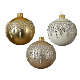 Assortiment de boules de Noël en verre MAT avec paillettes 8 cm, 1 pièce