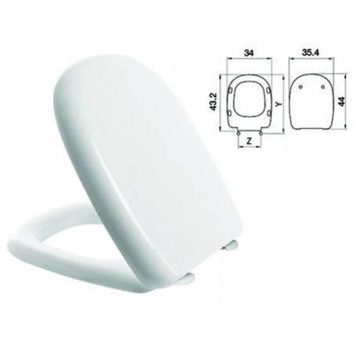 Abattant WC thermodurcissable "Five" blanc avec charnières inox H025S - FER 410762