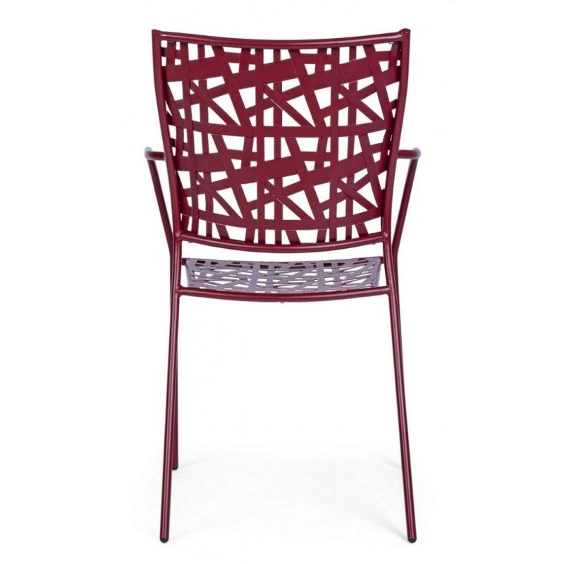 Chaise en acier avec accoudoirs Kelsie Bordeaux