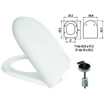 Abattant WC en thermodurcissable blanc "Luna 2" avec charnières inox H050 - FER 410786.