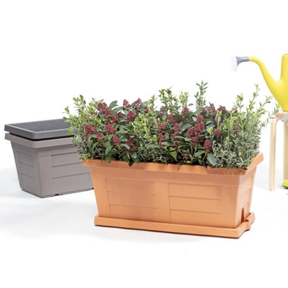 Jardinière en bois cuit de 80 cm pour plantes et fleurs de jardin sans soucoupe (code 31180)