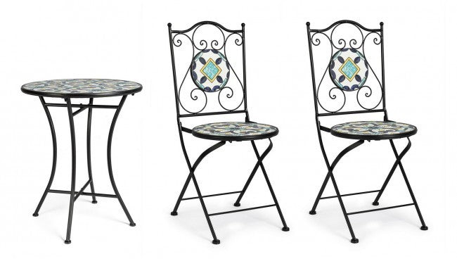 Ensemble promotionnel table et chaises en fer Positano