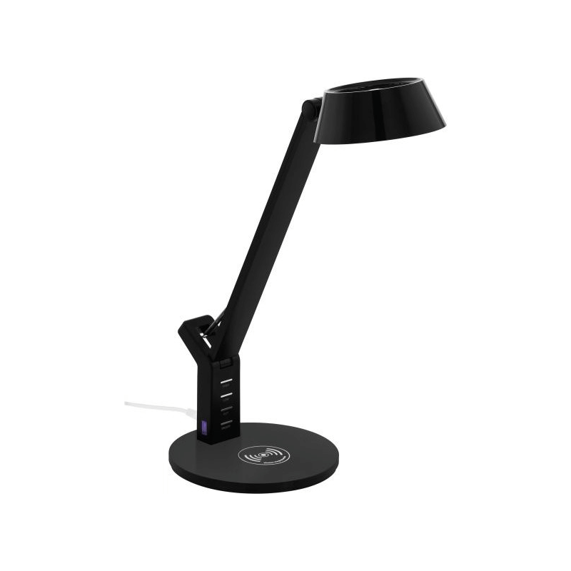 Lampe de Bureau Bandealo Noire Gradateur Tactile Led Avec Chargeur Qi Eglo