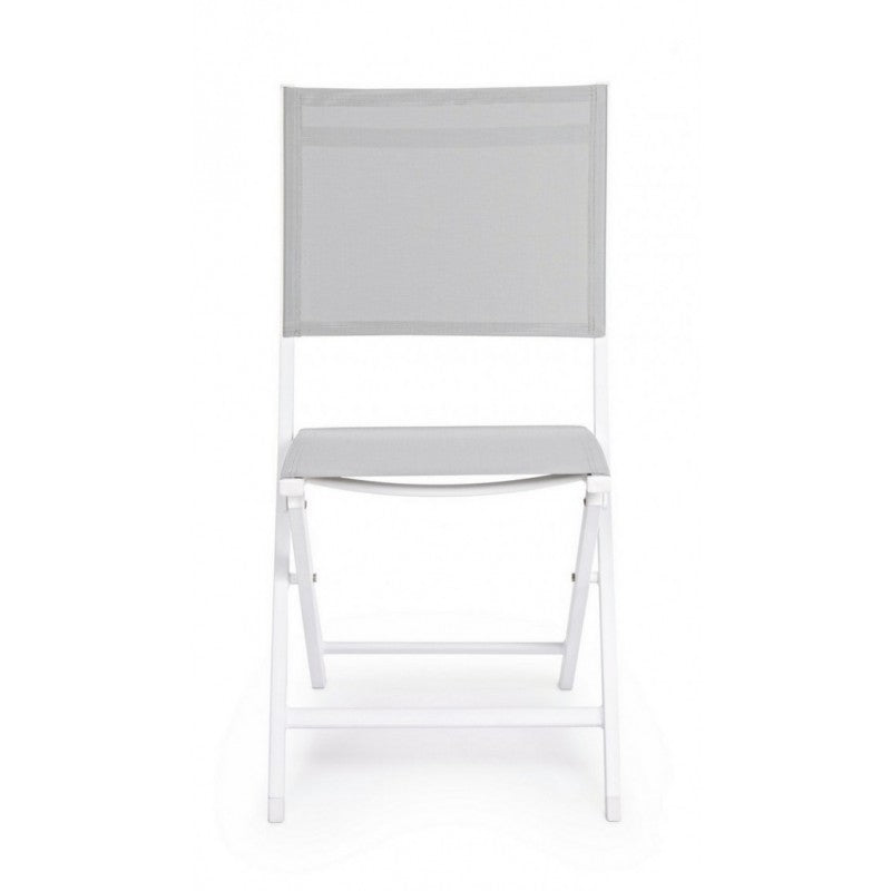 Chaise d'extérieur en aluminium gris blanc Elin 47X57X H88 Cm