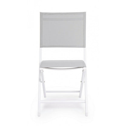 Chaise d'extérieur en aluminium gris blanc Elin 47X57X H88 Cm