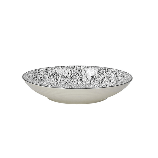 Assiette de service profonde Chakra 32 cm en porcelaine majolique noire