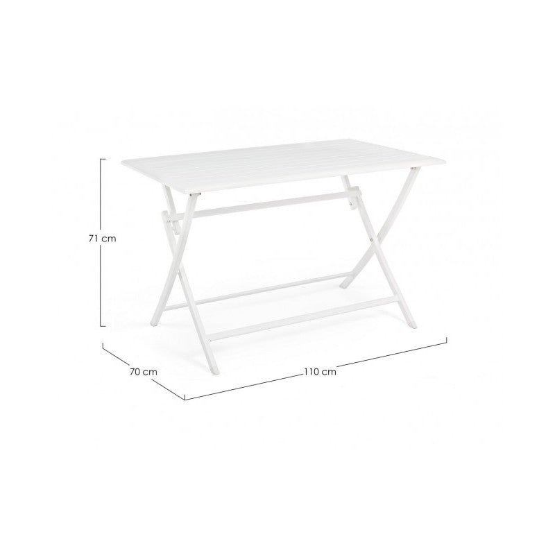 Table d'extérieur ELIN en aluminium blanc 110x70x h71 cm