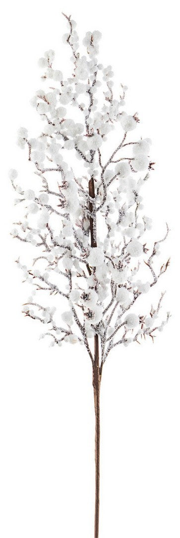 Branche décorative avec Baies Blanches Glacées h60 cm