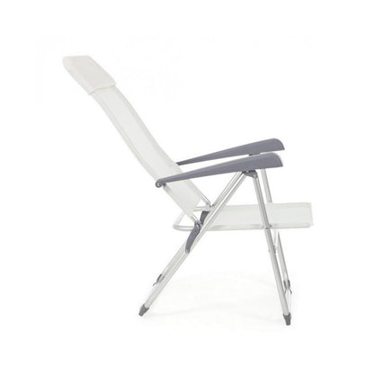 Chaise longue de jardin en aluminium et tissu CROSS Blanc 58x62,5x h110 cm