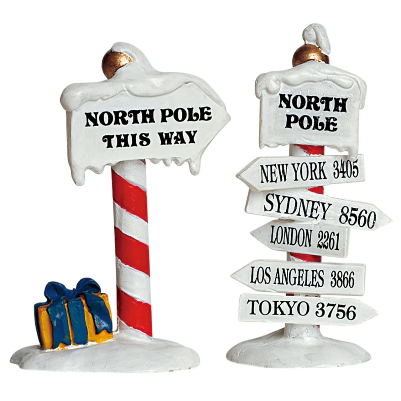 Lemax North Pole Signs Set Of 2 - Ensemble de 2 panneaux fantaisie North Pole 1 pour le village de Noël