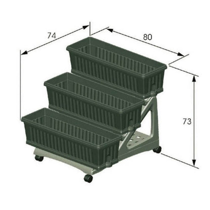 Kit de 3 jardinières sur trois niveaux avec chariot Bama Verde