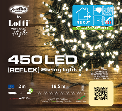 Chaîne linéaire 450 LED blanc chaud 18,5m