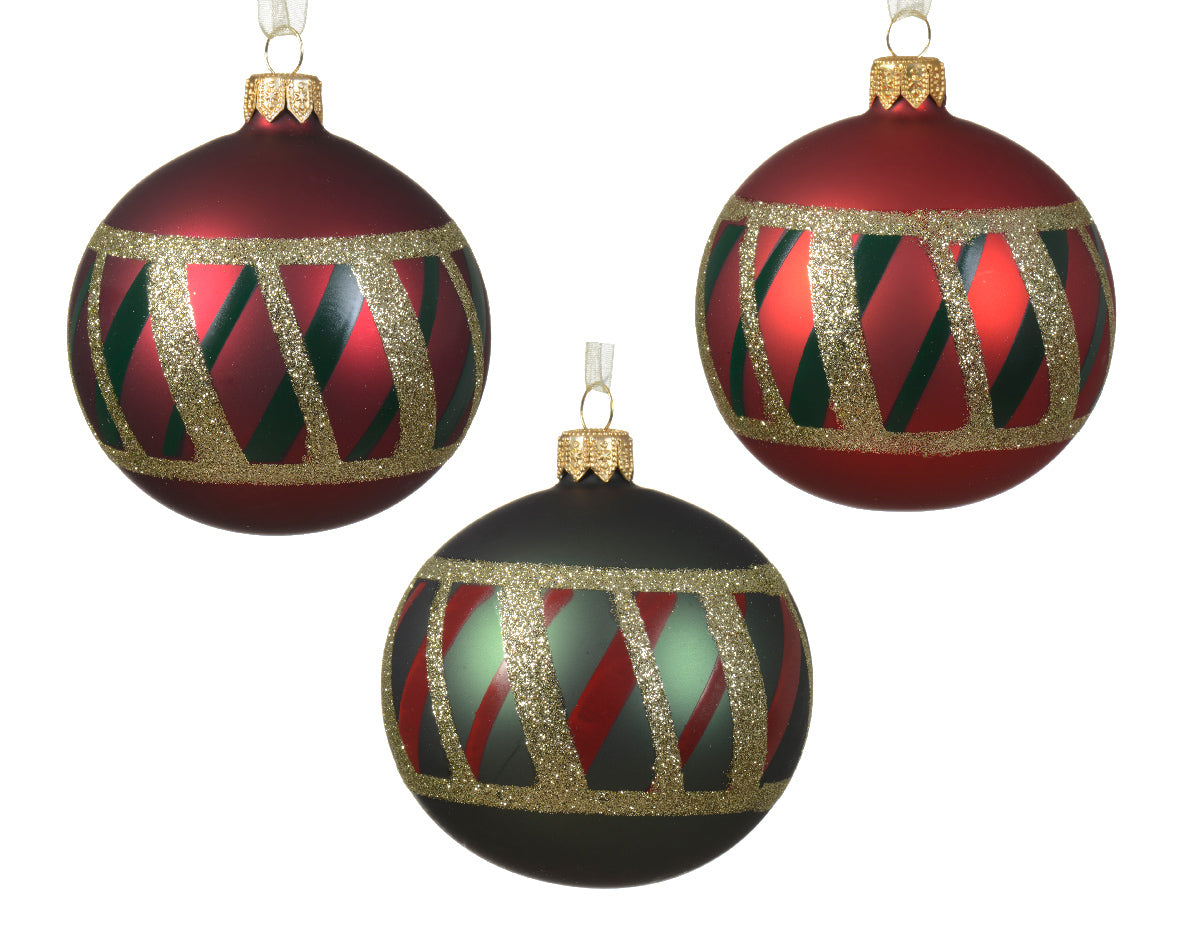 Boule de Noël en verre opaque à pois avec 3 couleurs assorties coloris assorti ø 8cm