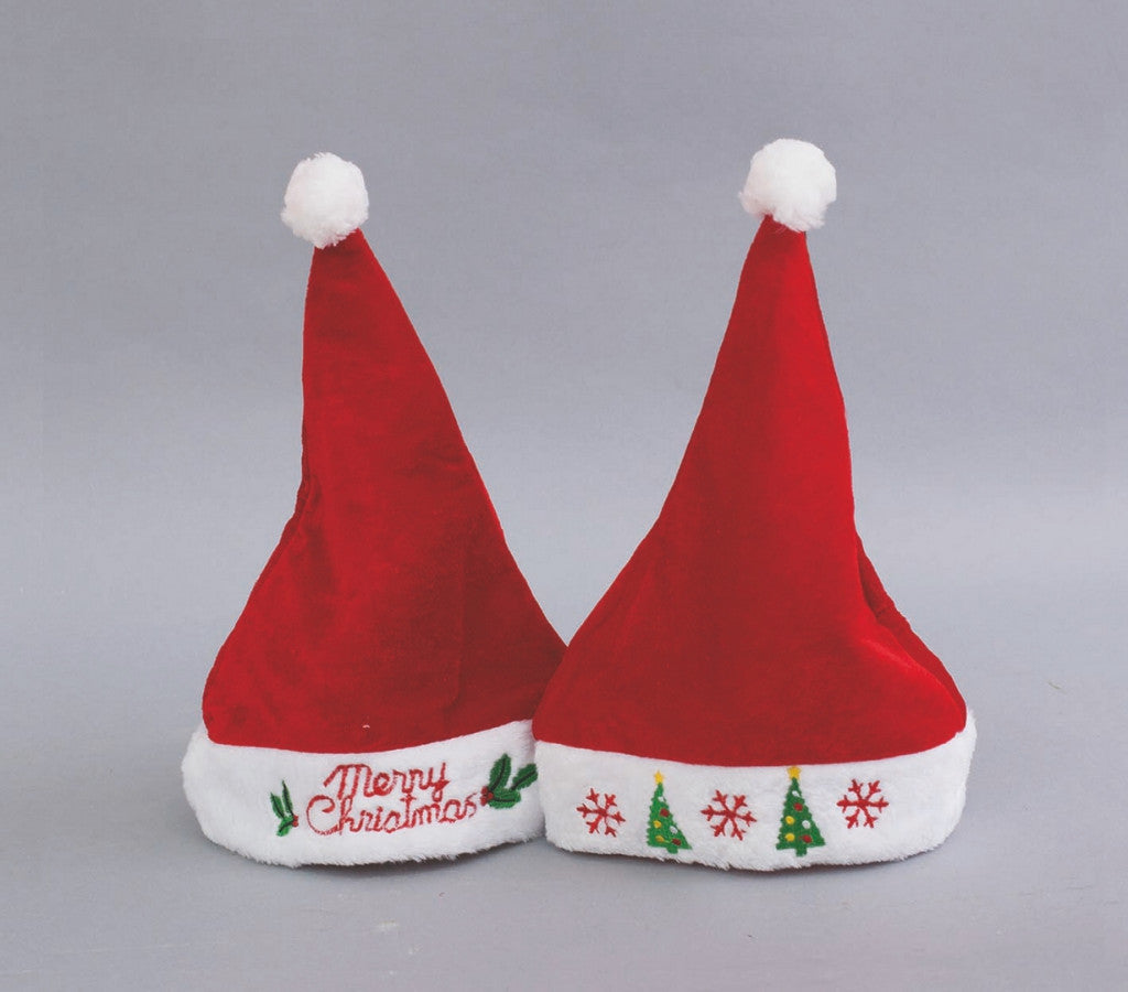 Joyeux Noël Chapeau Rouge Cm.28X38H 2 Modèles Décoration de Noël Assortie