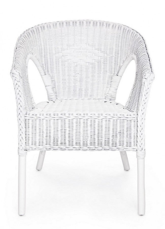 Fauteuil Alliss en rotin blanc - Dimensions : 58x61x74 cm