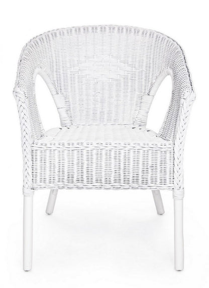 Fauteuil Alliss en rotin blanc - Dimensions : 58x61x74 cm