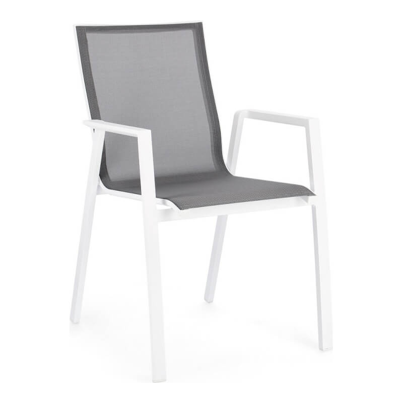 Chaise Krion en aluminium blanc avec accoudoirs