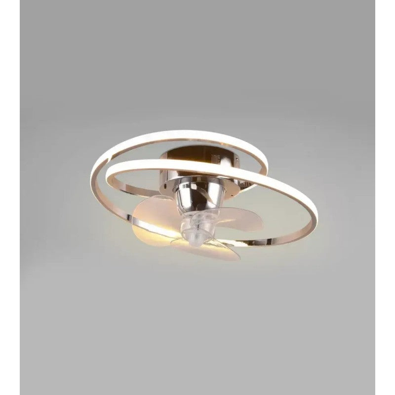 Plafonnier ventilateur LED chromé ø50 cm avec télécommande