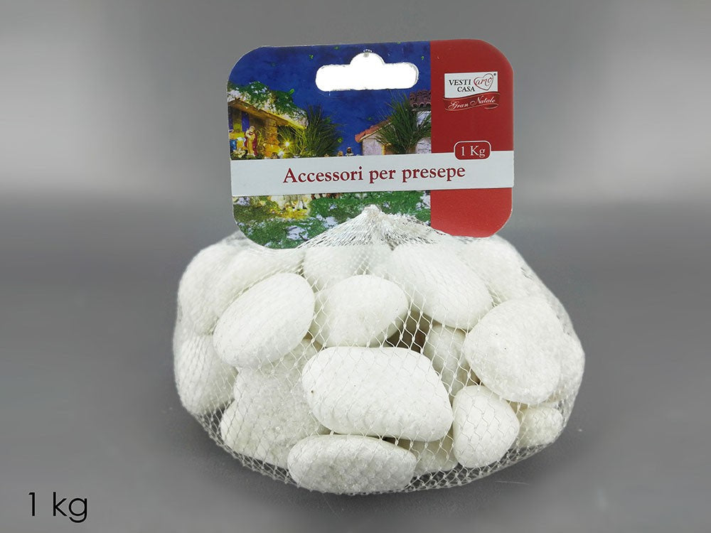 Sachet de grosses pierres blanches pour décorations de Noël 1 kg