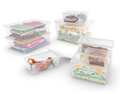 Conteneur C-Box transparent avec couvercle polyvalent pour objets (XL - 38,5 x 55 x 30,5 cm)