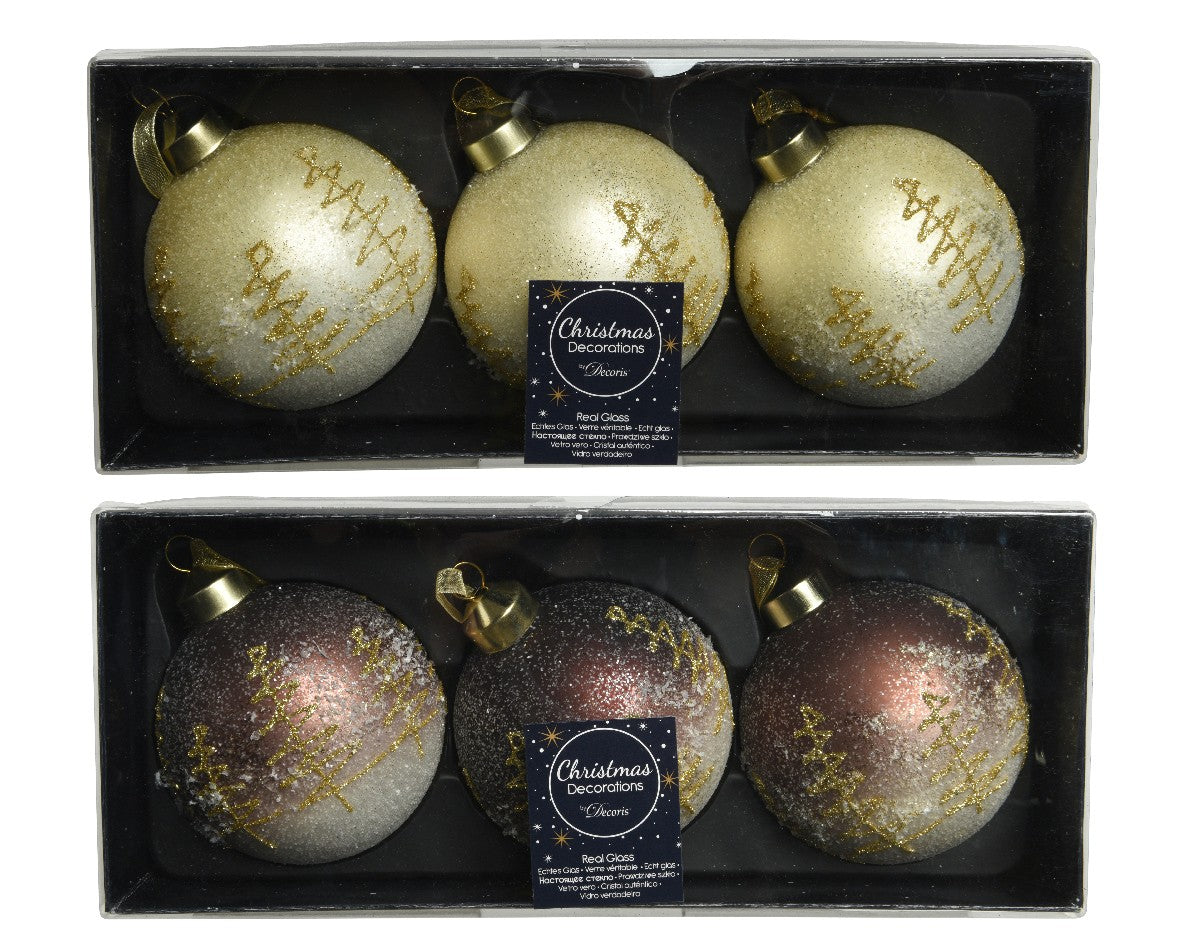 Boule de Noël en verre marron doré assortie 8 cm pcs1