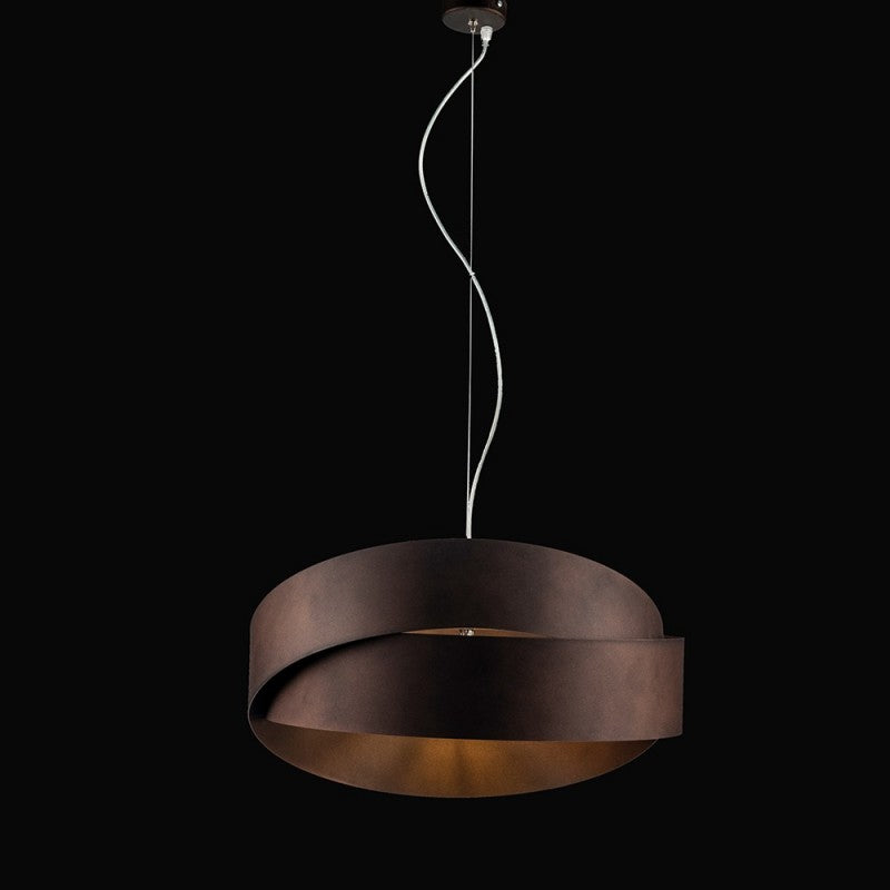 Lustre suspension en fer marron graphite à deux lumières 46x h22 cm