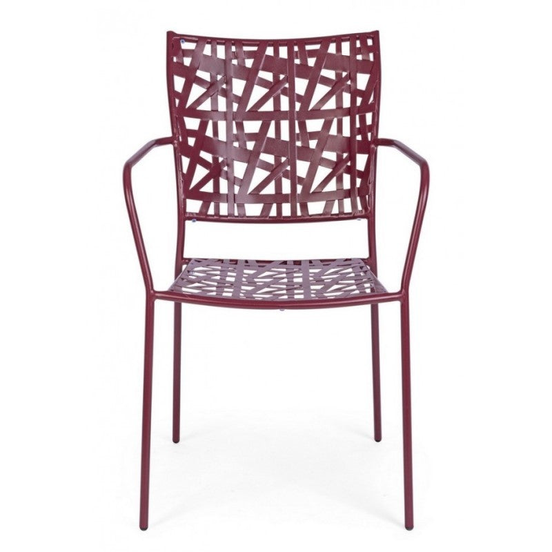 Chaise en acier avec accoudoirs Kelsie Bordeaux