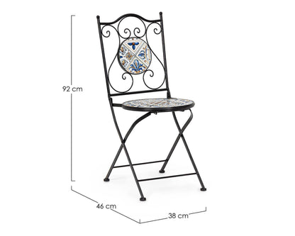 Chaise Piegh Mykonos - Structure en Acier et Plateau en Céramique - 120x80x75 cm