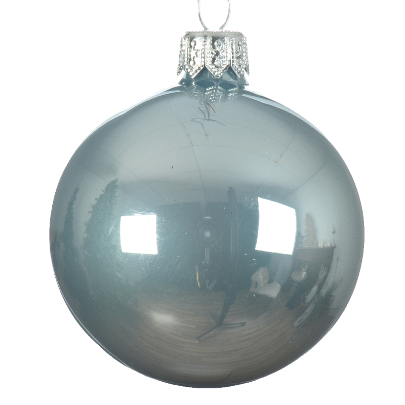 Boule de Noël bleu brillant Ø8cm