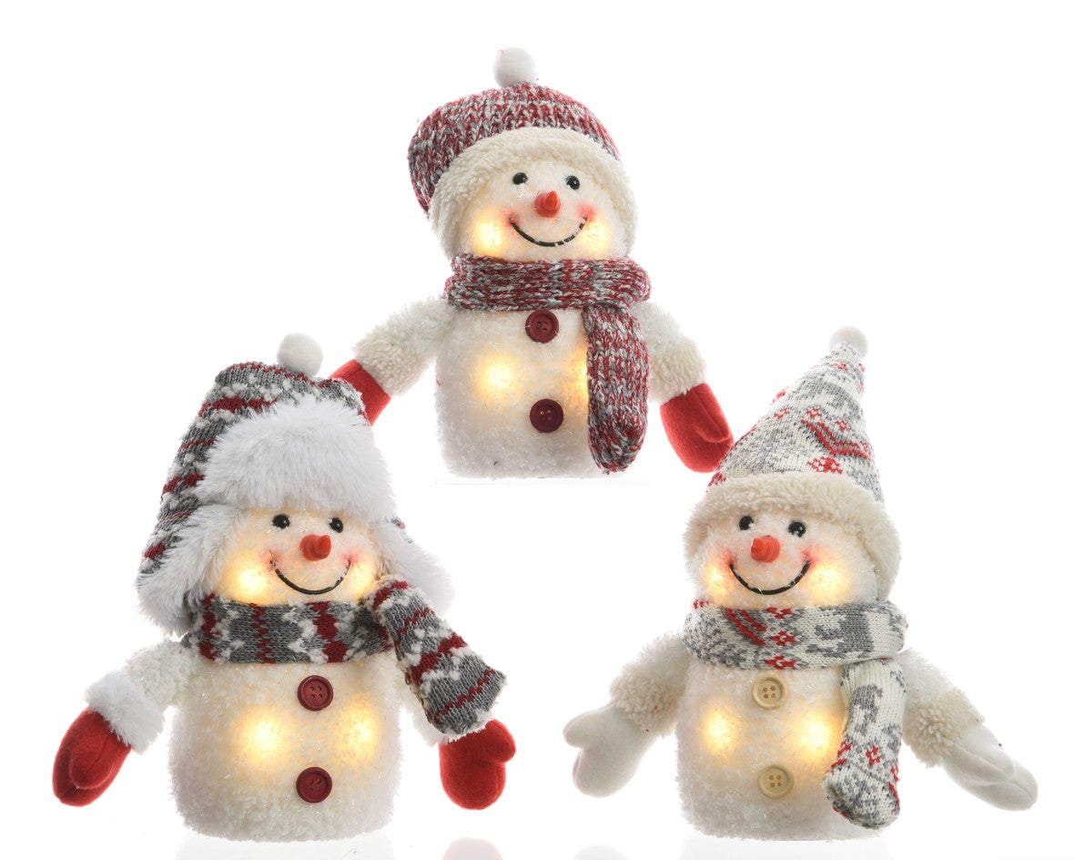 Bonhomme de neige avec lumières décoration de Noël 11x h15 cm assortis pcs 1