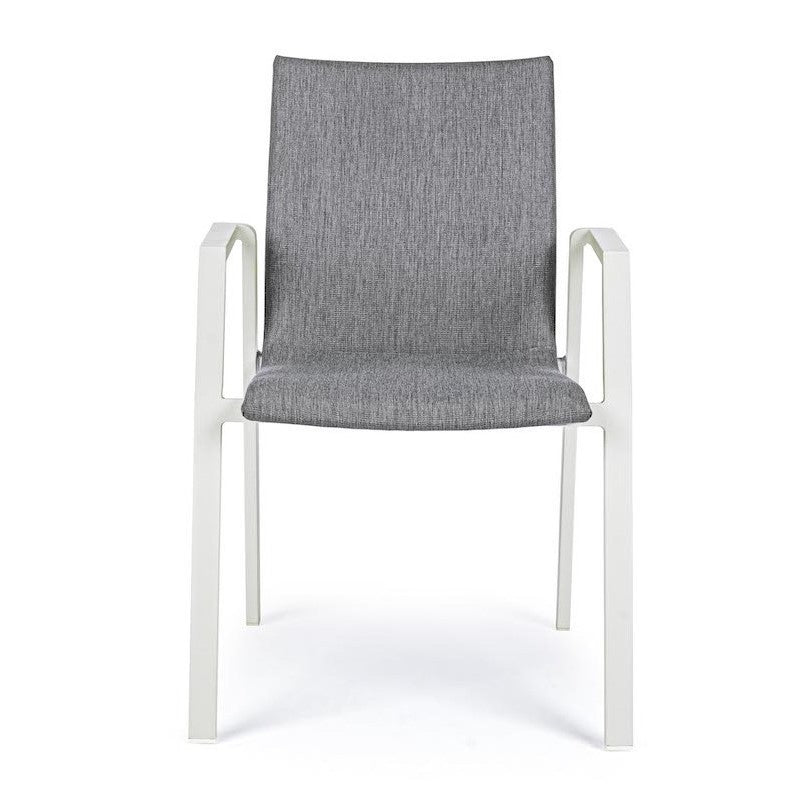 Chaise d'extérieur en aluminium blanc avec coussin gris foncé Odeon 55,5X60 H83 Cm