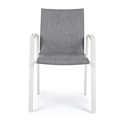 Chaise d'extérieur en aluminium blanc avec coussin gris foncé Odeon 55,5X60 H83 Cm