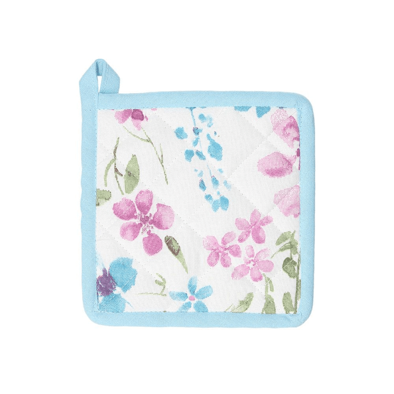 Cache-pot ligne Alma en coton bleu clair 15x15 cm