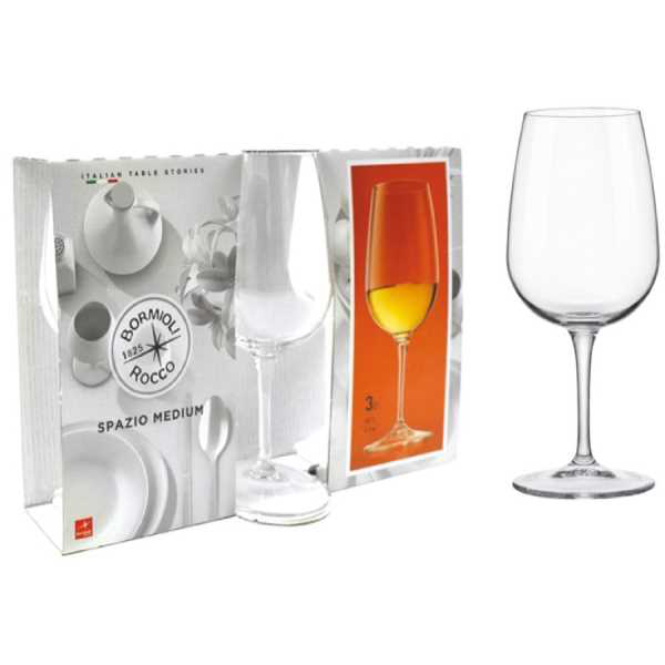 Lot de 3 verres à vin blanc Spazio 42 cl en verre moyen