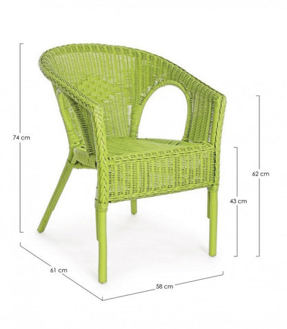 Fauteuil en rotin vert Alliss - Dimensions : 58x61x74 cm