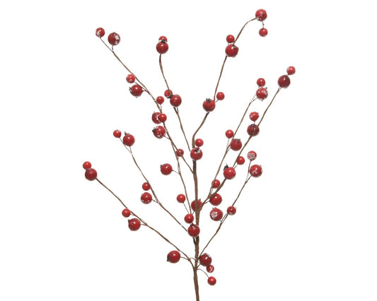 Branche décorative avec baies et neige 15x h55 cm