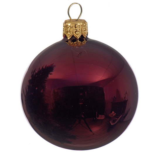 Boule de Noël rouge foncé brillant Ø10 cm